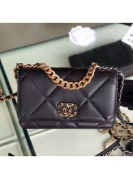 Copy Best Quality Chanel Quilted 19 Wallet on Chain WOC AP0957 Black 2019 Collection AQ00554