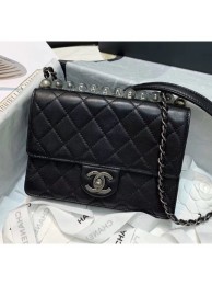 Copy Chanel Acrylic Beads Goatskin Small Falp Bag AS0585 Black/Silver 2020 Collection AQ02394