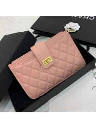 Copy Chanel Buckle Card Holder Light Pink Collection AQ03853