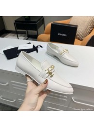 Copy Chanel Calfksin Chain Charm Loafers G36420 White 2020 Collection AQ03316