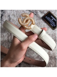 Copy Chanel CC Pearls Belt 25mm Width White AQ03848