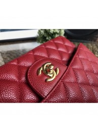 Copy Chanel Classic Flap Medium Bag 1112 red in caviar Leather with gold Hardware AQ01908