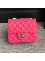 Copy Chanel Classic Flap Mini Bag A1115 in Lambskin Leather Hot Pink with Silver Hardware AQ02975