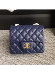 Copy Chanel Classic Flap Mini Bag A1115 in Lambskin Leather Sapphire with Golden Hardware AQ03912