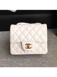 Copy Chanel Classic Flap Mini Bag A1115 in Lambskin Leather White with Golden Hardware AQ01155