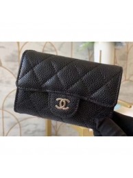 Copy Chanel Classic Small Card Holder AP0214 Grained Calfskin Black/Silver AQ02398