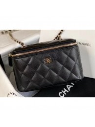 Copy Chanel Grained Calfskin Small Vanity with Classic Chain Bag AP1341 Black 2020 AQ03816