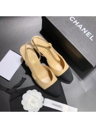 Copy Chanel Heel 6.5cm Slingbacks G31318 Beige/Grosgrain Black 2019 AQ04342