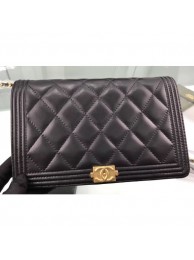 Copy Chanel Lambskin Boy Wallet On Chain WOC Bag A80387 Black/Gold AQ01087