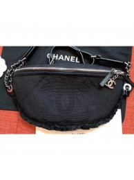 Copy Chanel Mixed Fibers Large Waist Bag AS0315 Black 2019 AQ00662