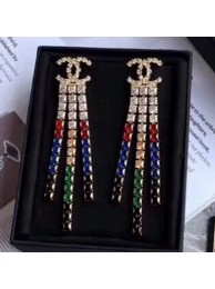 Copy Chanel Multicolor Crystal Tassel Earrings Red/Black/Blue 2019 Collection AQ00951