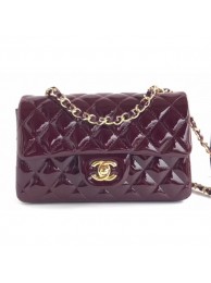 Copy Chanel Patent Leather Small Classic Flap Bag A1116 Burgundy/Gold AQ02954