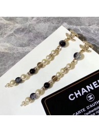 Copy Chanel Pearl Long Earrings AB2438 Black/Silver/White 2019 Collection AQ03085