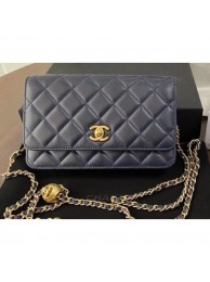 Copy Chanel Pearl Wallet on Chain WOC Bag AP1450 Navy Blue 2020 AQ01034