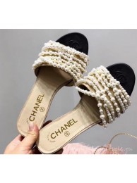 Copy Chanel Pearls Mules Slipper Sandals Apricot 2019 AQ03158