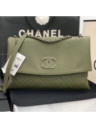 Copy Chanel Quilted Calfskin Triple Flap Bag A8095# Green 2020 Collection AQ04164