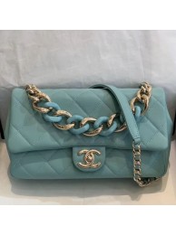 Copy Chanel Quilted Lambskin Large Flap Bag with Resin Chain AS1354 Light Blue 2019 Collection AQ03690