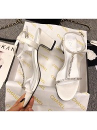 Copy Chanel Satin & Strass Sandals G36122 White 2020 Collection AQ00956