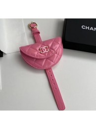 Copy Chanel Shiny Crumpled Lambskin Flap Coin Purse Wristlet Bag AP1346 Pink 2020 AQ01981