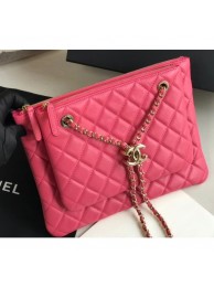 Copy Chanel Shiny Lambskin Double Clutch with Chain Bag AP1073 Dark Pink 2020 AQ02996