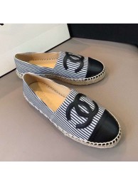 Copy Chanel Striped Canvas Flat Espadrilles G29762 Black 2020 Collection AQ00930