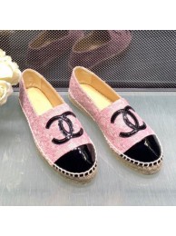 Copy Chanel Tweed Patent Leather Flat Espadrille G29762 Pink 2019 Collection AQ01781