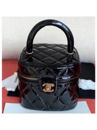 Copy Chanel Vintage Vanity Case Bag Patent Black 2019 AQ03978