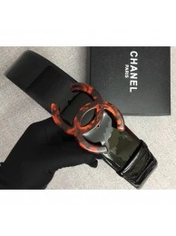 Copy Chanel Width 5.3cm Patent Leather Belt Black with Resin CC Logo AQ03917