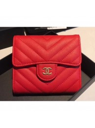 Copy Hot Chanel Chevron Small Flap Wallet Red 2018 AQ00860