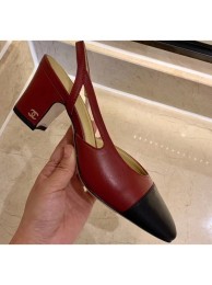 Copy Top Chanel Heel 6.5cm Slingbacks G31318 Burgundy/Black 2020 AQ00568