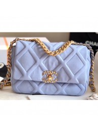 Designer Chanel 19 Small Jersey Flap Bag AS1160 Baby Blue 2020 AQ01428