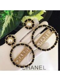 Designer Chanel Band Large Ring Earrings AB0089 Black/Gold 2018 AQ02925