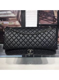 Designer Copy Chanel Quilted Calfskin Maxi Classic Flap Boarding Bag A91169 Black/Silver 2020 Collection AQ03934