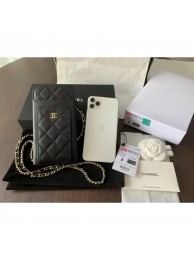 Fake 1:1 chanel caviar leather classic clutch with chain black with golden hardware 2020 AQ01509