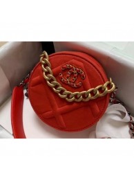 Fake Chanel 19 Jersey Round Clutch with Chain Bag Red 2020 AQ01876