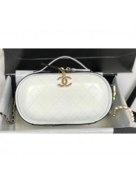 Fake Chanel Calfskin Quilted Color Patchwork Oval Tote Bag White/Black 2019 AQ03570