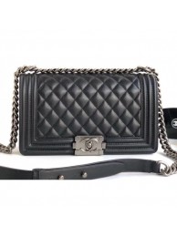 Fake Chanel Caviar Leather Boy Flap Medium Bag Black/Silver AQ01726