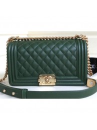 Fake Chanel Caviar Leather Boy Flap Medium Bag Green AQ01863