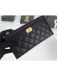 Fake Chanel Caviar Leather Boy Pouch Clutch Bag A84478 Black AQ01483