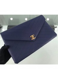 Fake Chanel Chevron Envelope Flap Clutch Bag Navy Blue AQ04392