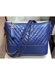 Fake Chanel Glittered Aged Calfskin Gabrielle Medium Hobo Bag A93824 Chevron Blue 2019 AQ01711