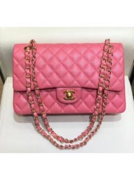 Fake Chanel Grained Caflskin Medium Classic Flap Bag A01112 Pink With Gold Hardware AQ01819