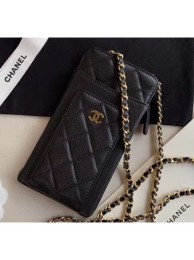 Fake Chanel Greined Calfskin Classic Clutch With Chain AP0990 Black 2020 Collection AQ01439