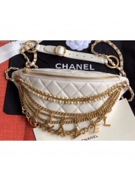 Fake Chanel Lambskin All About Chains Waist Bag AS0775 White 2019 AQ01235