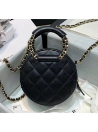 Fake Chanel Lambskin Clutch With Chain & Round Handles AP1176 Black 2020 Collection AQ00963