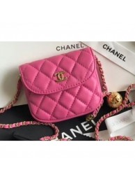 Fake Chanel Lambskin Vintage Waist Bag AP1461 Dark Pink 2020 AQ04269