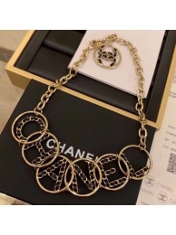 Fake Chanel Lettering Necklace AB0556 Gold/Black 2019 Collection AQ02583