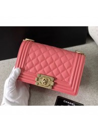 Fake Chanel Original Quality caviar small Boy Bag pink With gold Hardware AQ04321