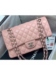 Fake Chanel Original Quality Medium Classic Flap Bag 1112 in Sheepskin Nude Pink with Silver Hardware AQ02857