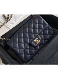 Fake Chanel Original Quality Small Classic Flap Bag 1116 in Caviar Leather Navy Blue with Gold Hardware AQ01203